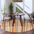 thumbnail image 4 of 8ft Round Rug, Burnt Orange Striped Non-Skid Rubber Backing Large Area Rugs - Living Room Bedroom Home Office, Farmhouse Orange Ombre Stripes Indoor Floor Mat Carpets Washable Rug, 4 of 9