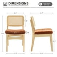 thumbnail image 3 of Zesthouse Rattan Dining Chairs Set of 2, Mid Century Dining Chairs, Kitchen Dining Room Chair, Curved Upholstered Chenille Fabric Dining Chair with Cane Back and Natural Wood Frame, Brown, 3 of 9