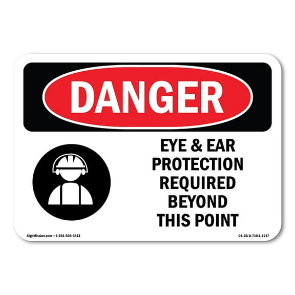 OSHA Danger Sign - Eye And Ear Protection Required | Decal | Protect Your Business, Construction Site, Warehouse & Shop Area | Made in The USA