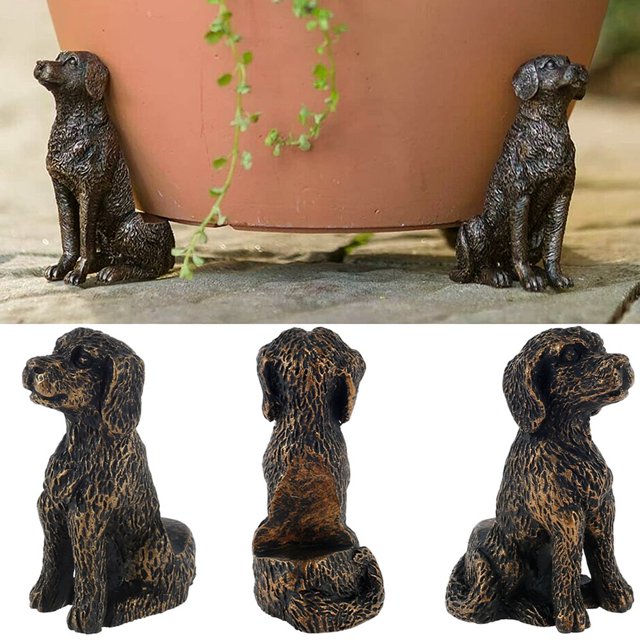 Dsseng 3PCS Planters Pot Feet Resin Planter Pots Risers Flower Pot Holder Decorative Pot Feets Handmade Plant Riser Dog Animal Statue Plant Stand for Garden Patios Improve Airflow Drainag
