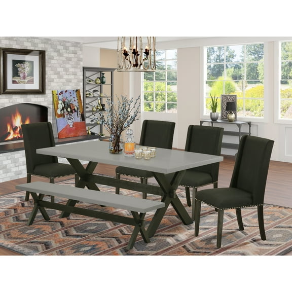 French Country Dining Set - 6 Piece TableChair Set - Solid Wood Dining Room Furniture