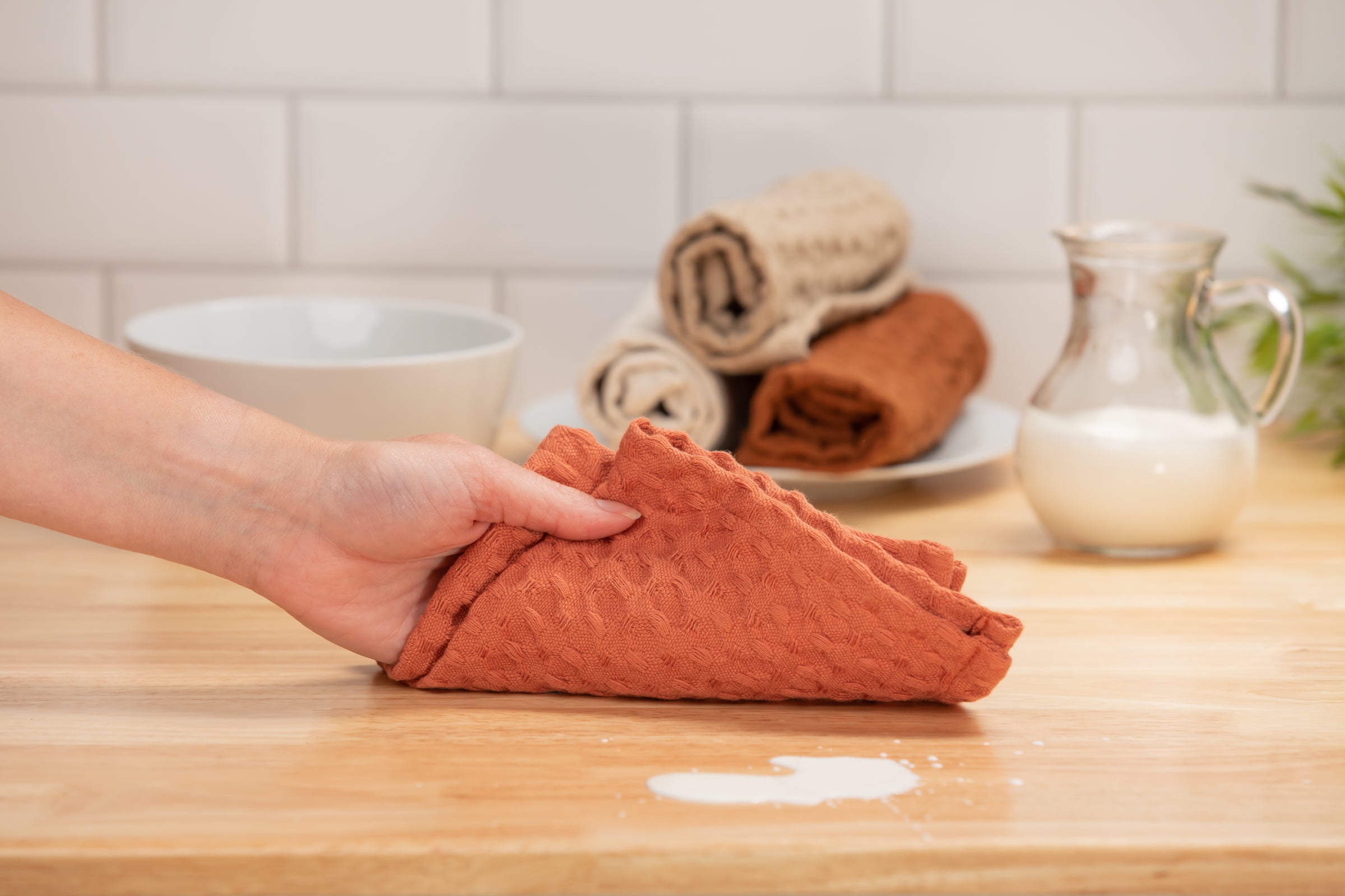 Mainstays 4-Piece 100% Cotton Waffle Dishcloths, Tan