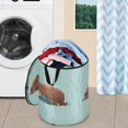 thumbnail image 5 of 50L Extra Large Popup Hamper Collapsible Laundry Basket With Zippered Lid 15.7x18.5in A Boy Was Lying with Capybara, 5 of 7