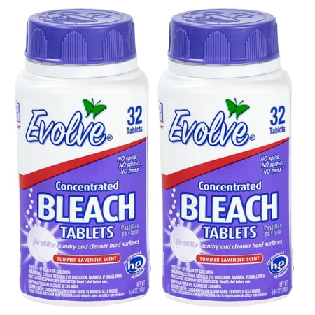 Evolve Concentrated Bleach Tablets, Summer Lavender Scent, 64 Total Count (32 Count x 2 Pack)
