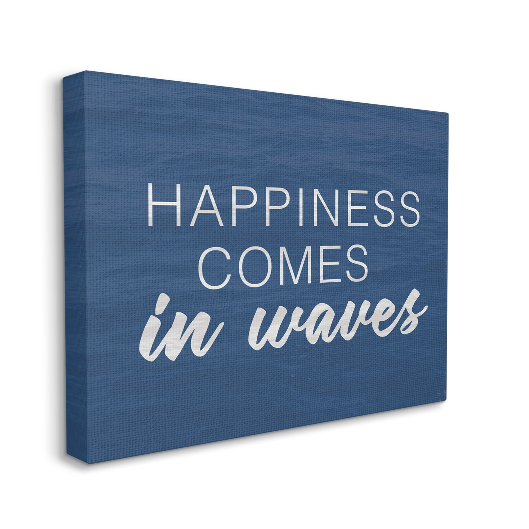 Stupell Industries Inspirational Happiness Comes in Waves Blue Coastal Waves,30 x 24, Design by Lux + Me Designs