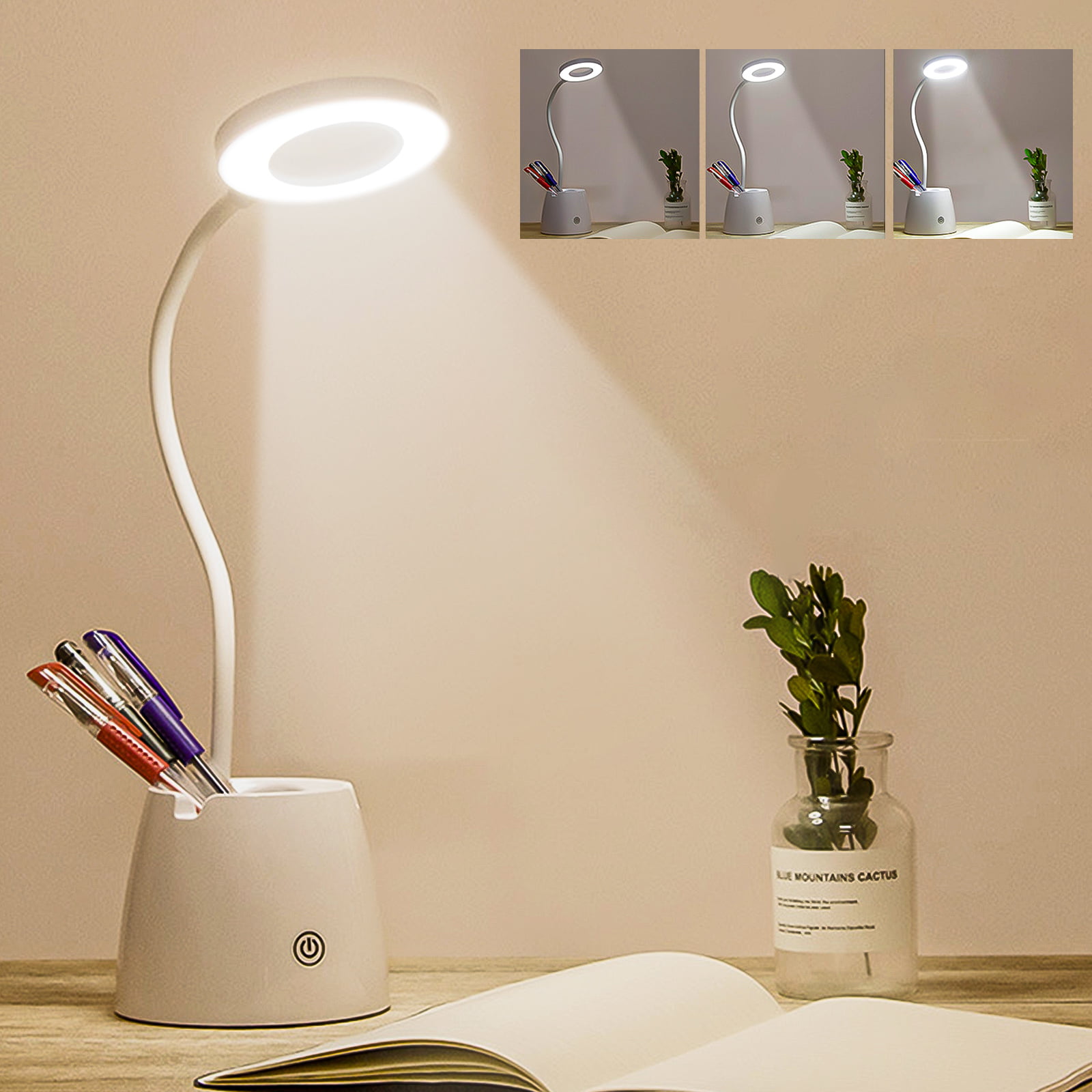 LED Desk Lamp Clip-on Portable Dimmable Light Bulb Bed Study Touch Sensor Decor 