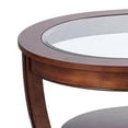thumbnail image 2 of 51 Inch Coffee Table, Beveled Glass Top, Bean Shape, Cherry Brown Wood- Saltoro Sherpi, 2 of 5