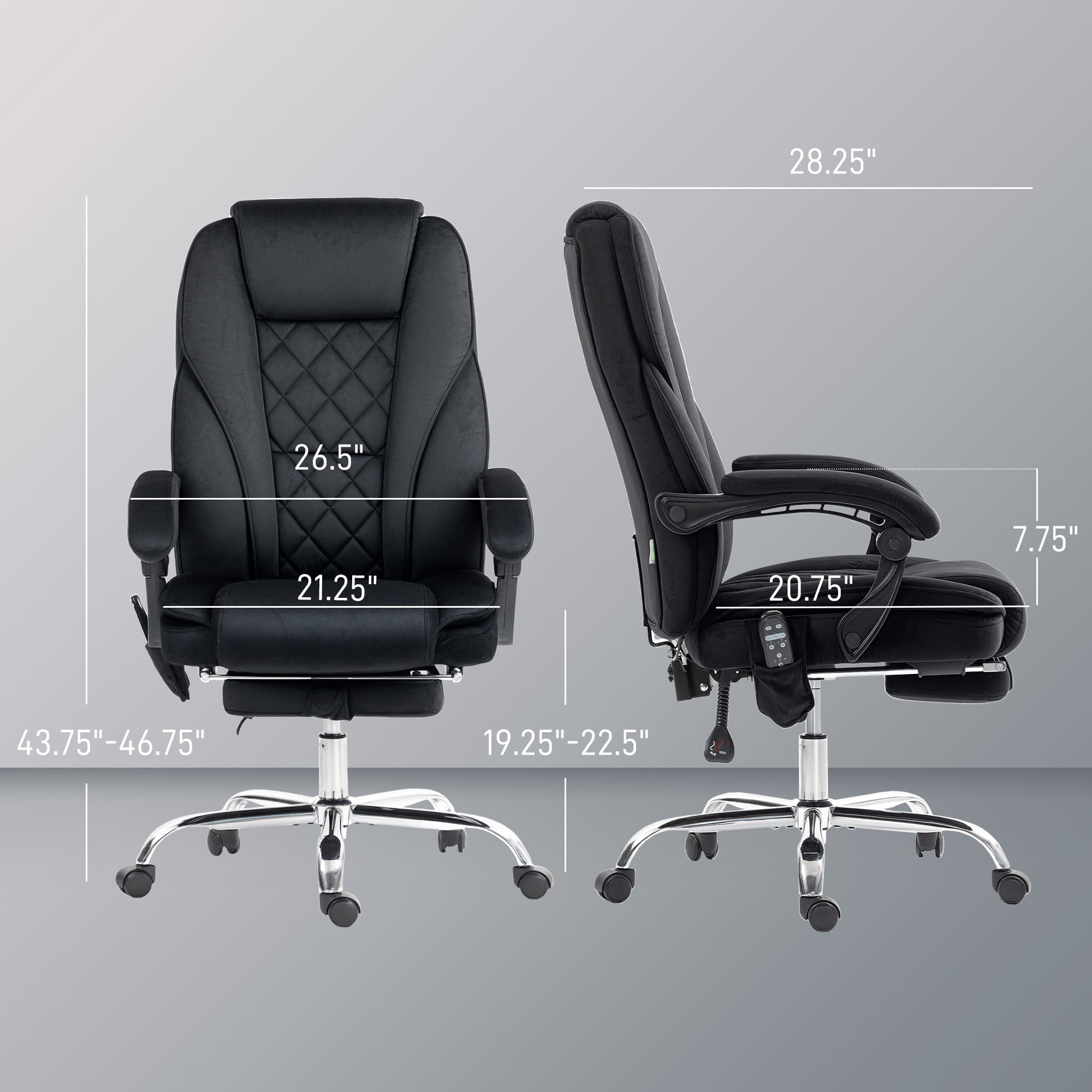 Vinsetto Executive Massage Office Chair, Heated Computer Desk Chair with Adjustable Height and Footrest, Black
