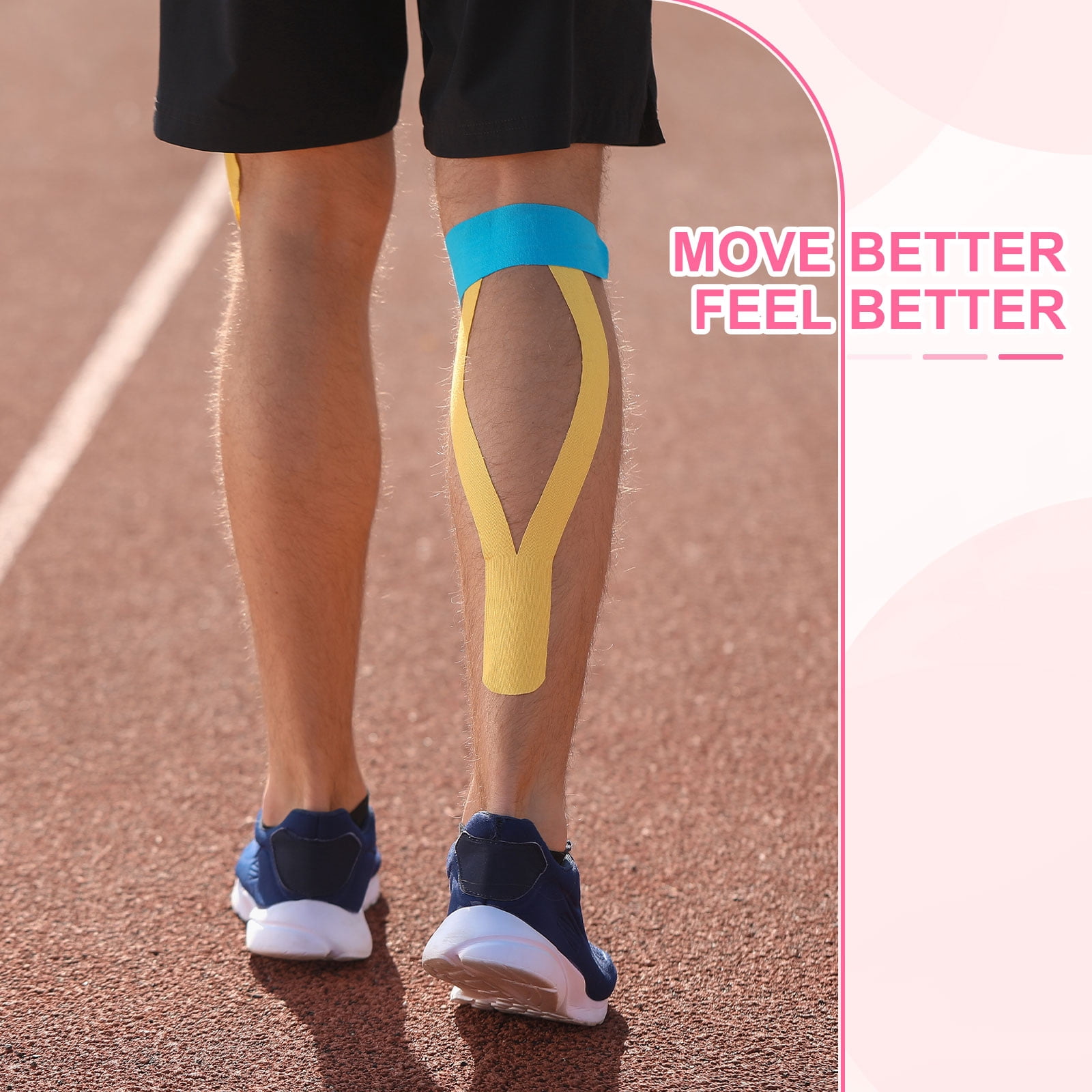 Uxcell 2" x 16 ft Kinesiology Tape Breathable, Kinesiology Recovery Tapes for Muscle Support, Pink/Blue