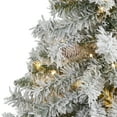 thumbnail image 4 of Nearly Natural 4ft. Flocked White River Mountain Pine Artificial Christmas Tree with Pinecones and 100 Clear LED Lights, Green, 4 of 8