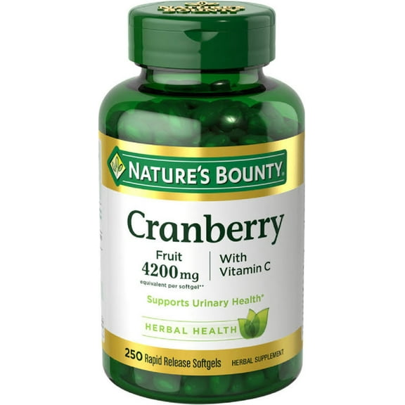 Nature's Bounty Cranberry with Vitamin C 4200 mg, 250 Softgels (Pack of 3)