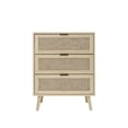 thumbnail image 5 of 3-Drawer Dresser, Modern Rattan Dressers Chest of 3 Drawers with Metal Handles, Clothes Organizer for Living Room, Bedroom, Wood Cabinet Bedside Table Dressers, Natural, 5 of 9