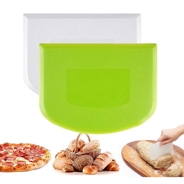 Juego De 2 Piezas De Plástico De La Tarjeta Del Rascador De Masa, Para El Divisor De Masa Para Hornear Pasteles De Pastel De Pan (Blanco Verde). Afortunado Sencillez