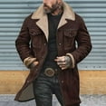thumbnail image 4 of Ettsollp Men Jacket Autumn Winter Woolen Coat Lapel Single-Breasted Mid-Length Windproof Jacket Suede Multi Pockets Outerwear, 4 of 8