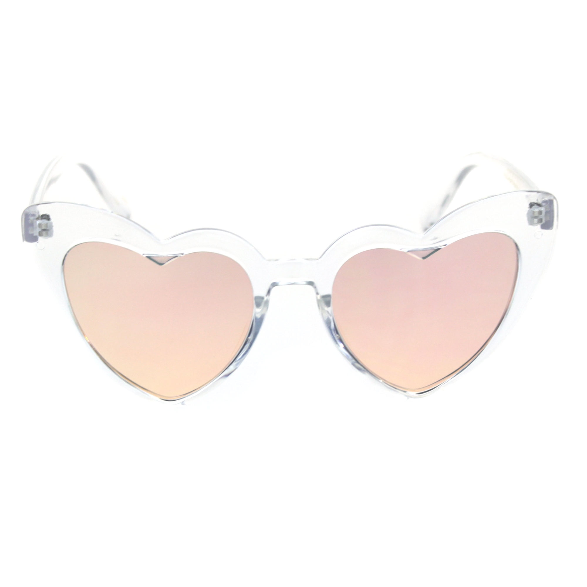 Womens Cute Pink Peach Mirror Lens Cat Eye Heart Shape Sunglasses Clear Womens Cute Pink Peach Mirror Lens Cat Eye Heart Shape Sunglasses Clear