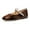Brown, variant on Women Mary Jane Flats Multi-sized Pearls Cute Round Toe Comfort Slip On School Casual Ballet Shoes Size 7.5 Black
