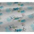 thumbnail image 4 of oneOone Cotton Jersey Turquoise Blue Fabric Stamps & Direction Compass Travel Diy Clothing Quilting Fabric Print Fabric By Yard 58 Inch Wide, 4 of 4