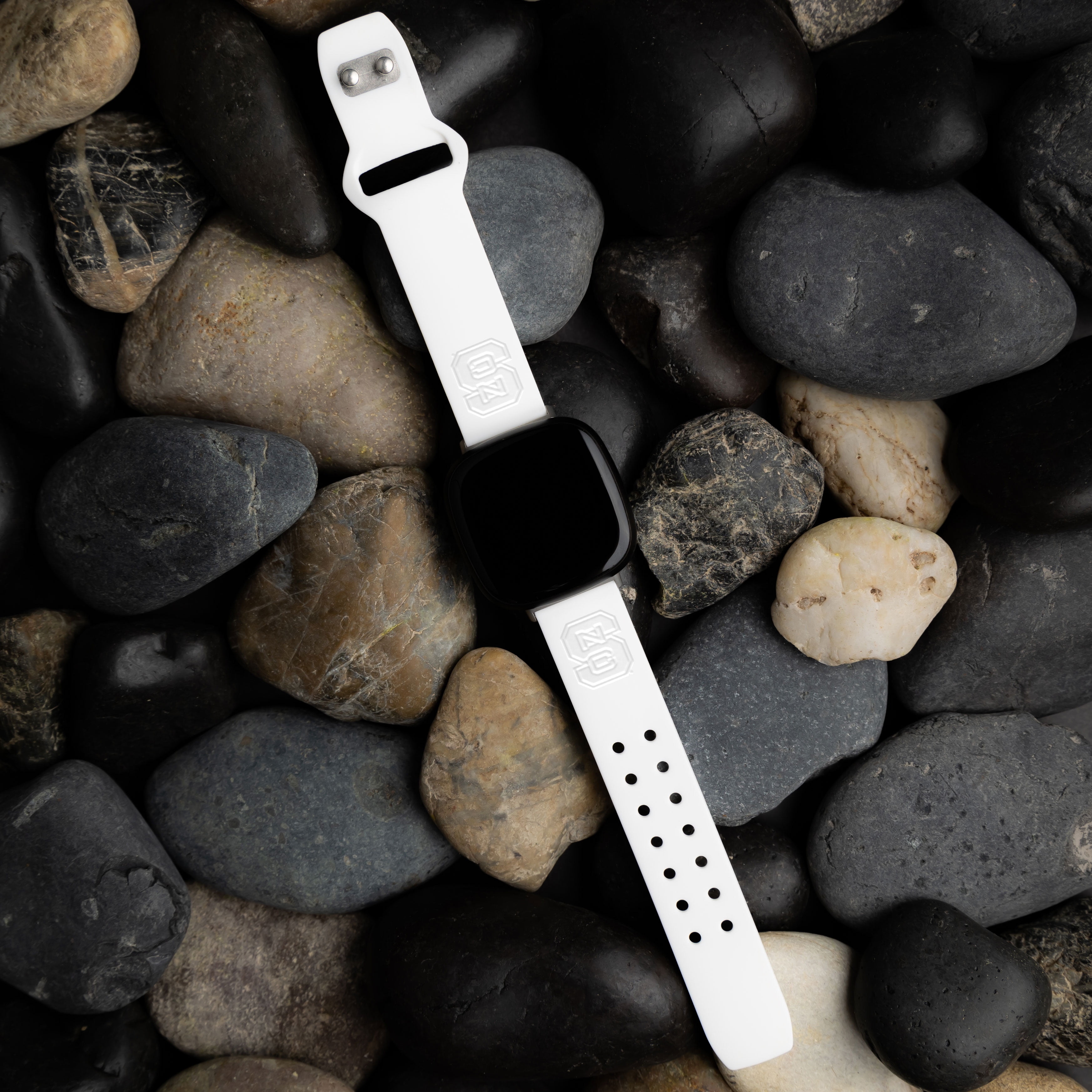 Wolfpack Engraved Silicone Unisex Watch Band for Fitbit Versa 3 and Sense (White) by Affinity Bands