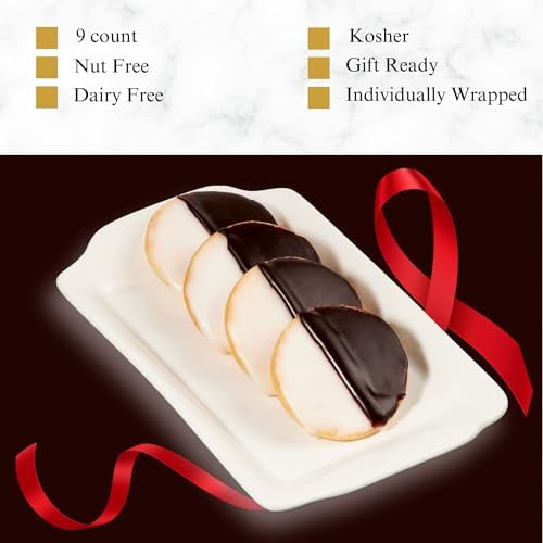 Gourmet Cookies Gift Box | Black and White Cookies [9 Count] | Fresh Baked Cookies Individually Wrapped | Chocolate Cookies for Birthday Gifts, Holidays Get Well | Kosher, Nut Free | Stern’s Bakery