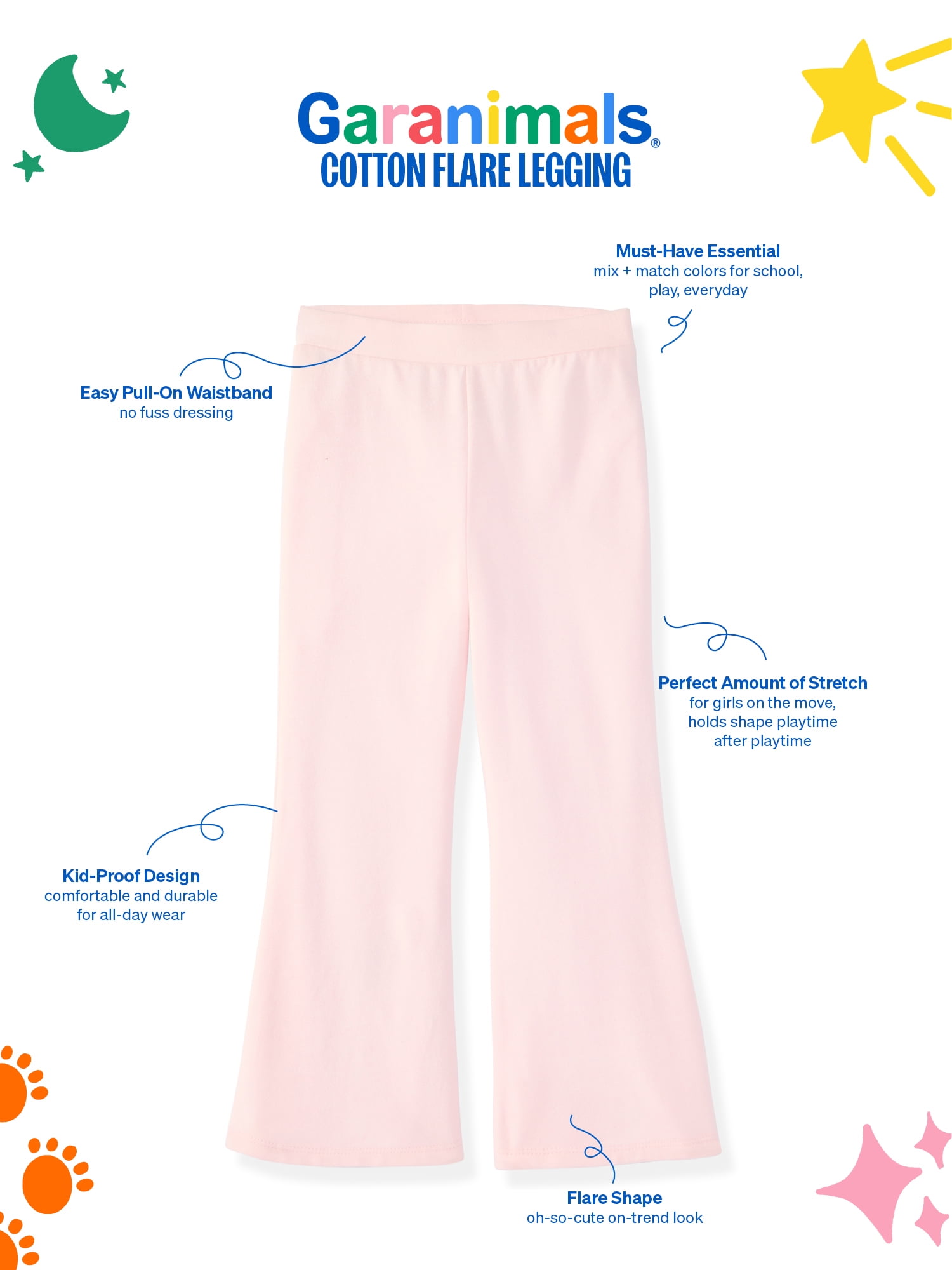 Garanimals Newborn, Baby & Toddler Girl Cotton Pull-On Flare Leggings, Sizes 0-6T