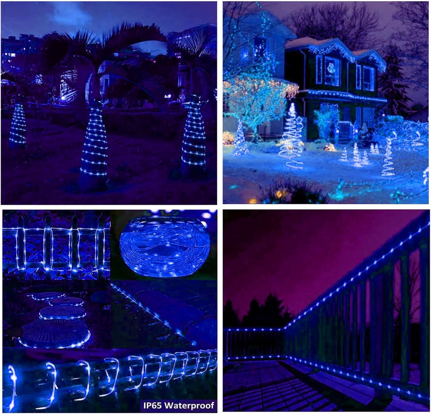 Rope String Lights, Waterproof 8 Mode/Battery Christmas Lights,String Lights Outdoor Indoor for Trampoline Camping Canopy Tent Deck Decor