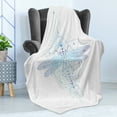 thumbnail image 4 of Dragonfly Soft Flannel Fleece Throw Blanket, Sacred Geometry Shapes Centered Insect on Plain Backdrop Tattoo, Cozy Plush for Indoor and Outdoor Use, 50" x 60", Lavender Blue and White, by Ambesonne, 4 of 5