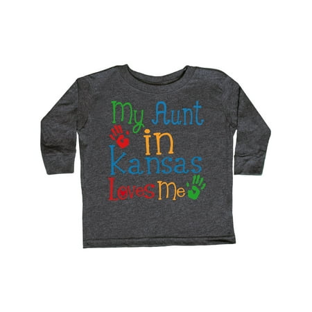

Inktastic My Aunt in Kansas Loves Me Gift Toddler Boy or Toddler Girl Long Sleeve T-Shirt