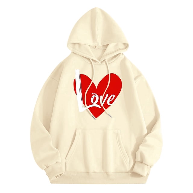 WEAIXIMIUNG White Sweatshirt Women Ladies' Cute Pullover Comfortable Drawstring Hoodie with Pocket Sweatshirt