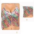 thumbnail image 4 of Blusa de poliéster con borlas y lentejuelas para danza del vientre, estilo indio, informal, para mujer, 4 of 4