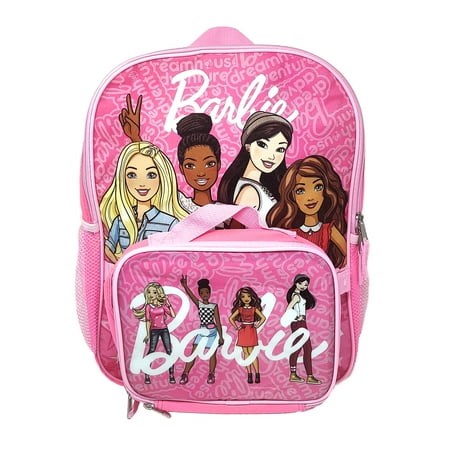 Barbie Backpack & Insulated Lunch Bag Detachable 2-Piece Set Pink Girls