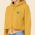 thumbnail image 5 of Dalix Alien Embroidered Fleece Cropped Hoodie Cold Fall Winter Women in Heather Mustard M Medium, 5 of 5