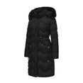 thumbnail image 6 of AUNVITO Women's Heavyweight Mid-Length Winter Coat Solid Color Hooded with Fur Trim Front Zipper Pockets Casual Outerwear, 6 of 7
