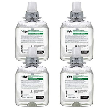 GOJO Green Certified Foam Hand Cleaner, Fragrance Free, 1250 mL Hand Soap Refill FMX-12 Push-Style Dispenser (Pack of 4) - 5165-04