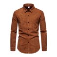 thumbnail image 1 of Fashnice Blouse pour Homme Col à Revers Hauts Chemises Boutonnées Coupe Régulière Tunique de Vacances Chemise Brun TG, 1 of 9
