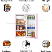 HUMSURE 3.1 Cu.ft Pink Mini Fridge with Freezer, Adjustable Temp, Quiet for Dorms & Offices