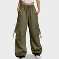 thumbnail image 2 of felwors Baggy Cargo Pants Women Casual High Waisted Parachute Pants Drawstring Loose Hip Hop Wide Leg Pant Y2K AG, XXXXL, 2 of 6