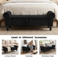 thumbnail image 2 of 55''W Corduroy Upholstered Storage Bench for End of Bed with Roller Arms, Bench with Storage for Queen Bed, 2 of 10