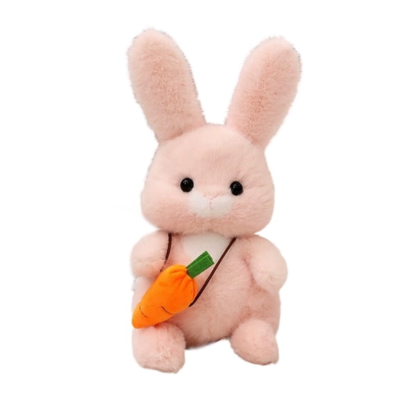 Easter Bunny Stuffed Animal, 11." Plush Rabbit with Floppy Ears and Carrot, Rabbit Stuffed Animals Plush Toy Easter Gift for Kids Girls Boys easter gifts(Pink)