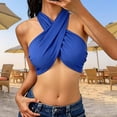 thumbnail image 3 of Sleeveless Halter Criss Cross Tank Crop Tops for Women Self Tie Wrap Backless Camisole Tanks, 3 of 5