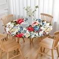 thumbnail image 3 of Pioneer Flower Floral Print Pattern Round Fitted Tablecloth with Elastic Edge,Dining Table Cover Waterproof,Outdoor Round Tablecloth for Camping,Dining,Indoor and Outdoor, 3 of 7