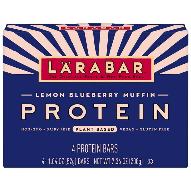 Larabar Protein Bar, Lemon Blueberry Muffin, 4 Ct, 11g PlantBased Protein, 7.36 Oz Walmart