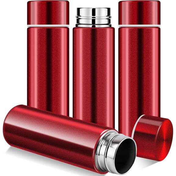 4.4 oz Mini Water Bottles,Small Insulated Stainless Steel Bottle,Portable Small Insulated Water Bottle,Leak Proof Flask Keeps Drink Cold and Hot, for Purse or Lunch Bag (Red,4 Pack)