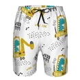 thumbnail image 4 of Kll Dinosaur On Excavator Men'S Casual Summer Beach Shorts Hawaiian Shorts With Pockets-Small, 4 of 9
