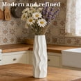 thumbnail image 4 of 12-Inch White Ceramic Textured Decorative Flower Vase for Home Decor, 4 of 9