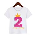 thumbnail image 4 of Camiseta de algodón estampada con número de cumpleaños de corona, regalo de cumpleaños para niños, camiseta para niña, camiseta divertida y linda para bebé, ropa para niños, 4 of 5