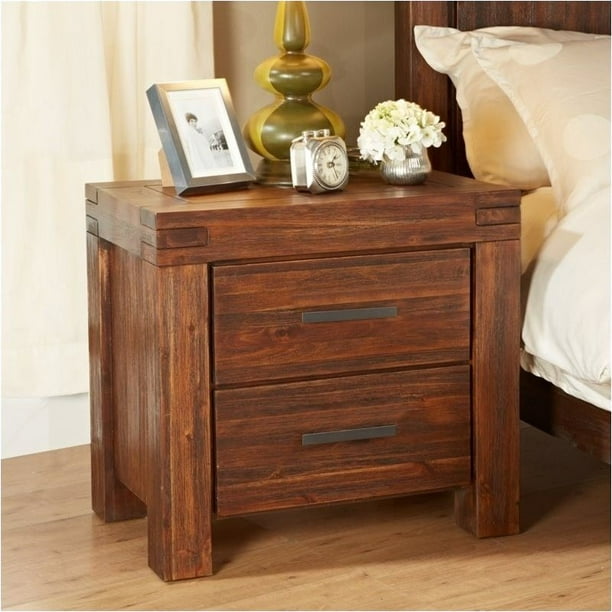 Bowery Hill 2 Drawer Solid Wood Nightstand in Brick Brown