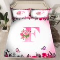 thumbnail image 2 of Erosebridal Letter Initial Bed Sheets Set Queen Size,Monogrammed Personalized Bedding Queen Size,Flower Decor,Ultra Soft,4 Pieces, 2 of 7