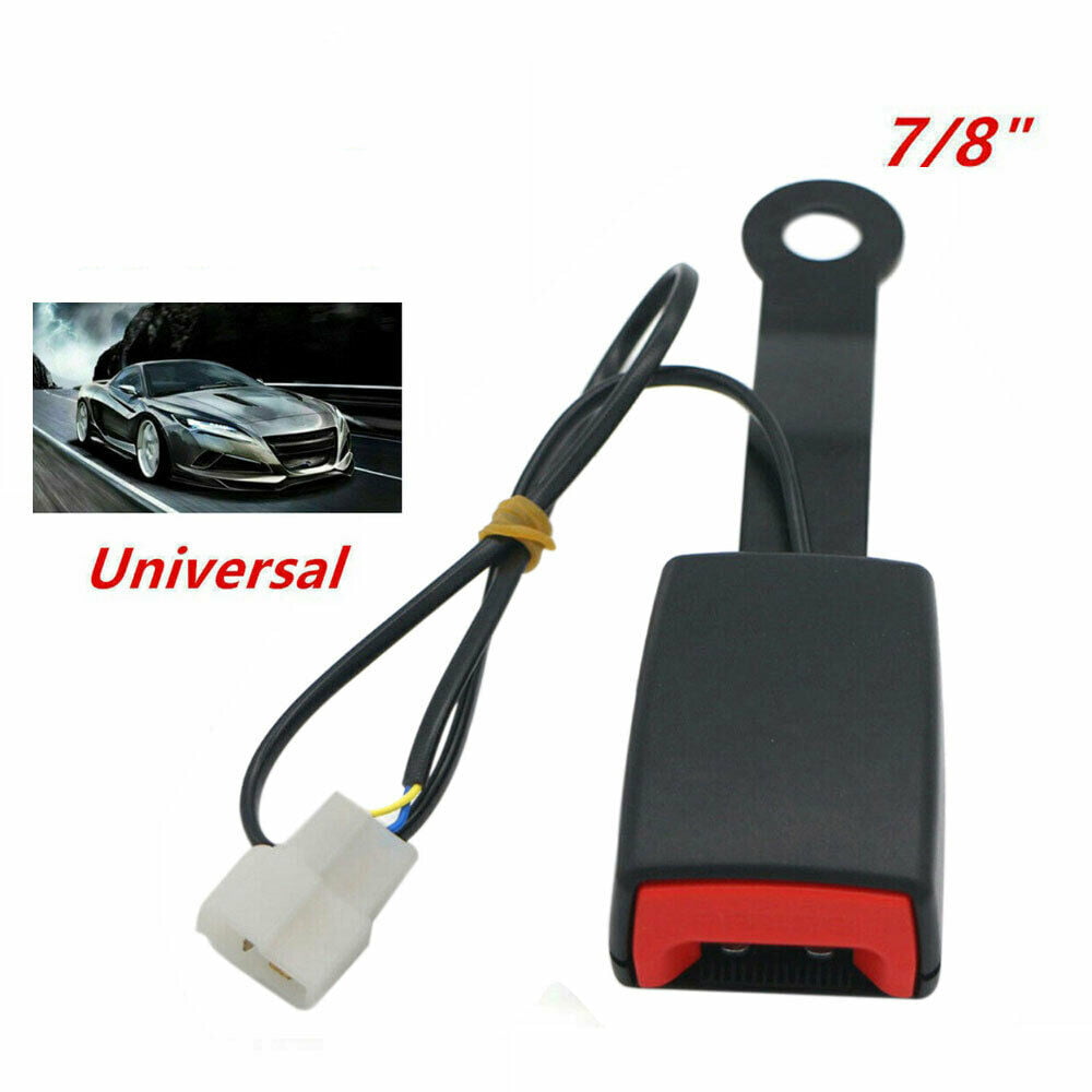 Black 7/8'' Car Front Seat Belt Buckle Socket Plug Connector with Warning Cable
