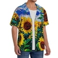 thumbnail image 4 of Daiia Landscape With Sunflowers Men's Linen Shirts Short Sleeve Casual Shirts Button Down Shirt for Men Beach Summer Wedding Shirt-Small, 4 of 7