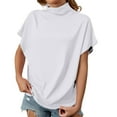 thumbnail image 2 of WCJM Women’S T Shirt Dress Cotton Summer Dresses 2025 Casual Loose Women's Short Sleeve T-Shirt Women's Summer Solid Color High Neck Loose Casual Short Sleeved T Shirt Top, 2 of 5